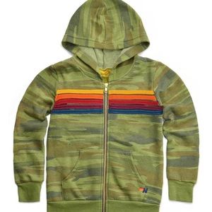Aviator nation camo five stripe sweatshirt, kids size 12 or womens extra small
